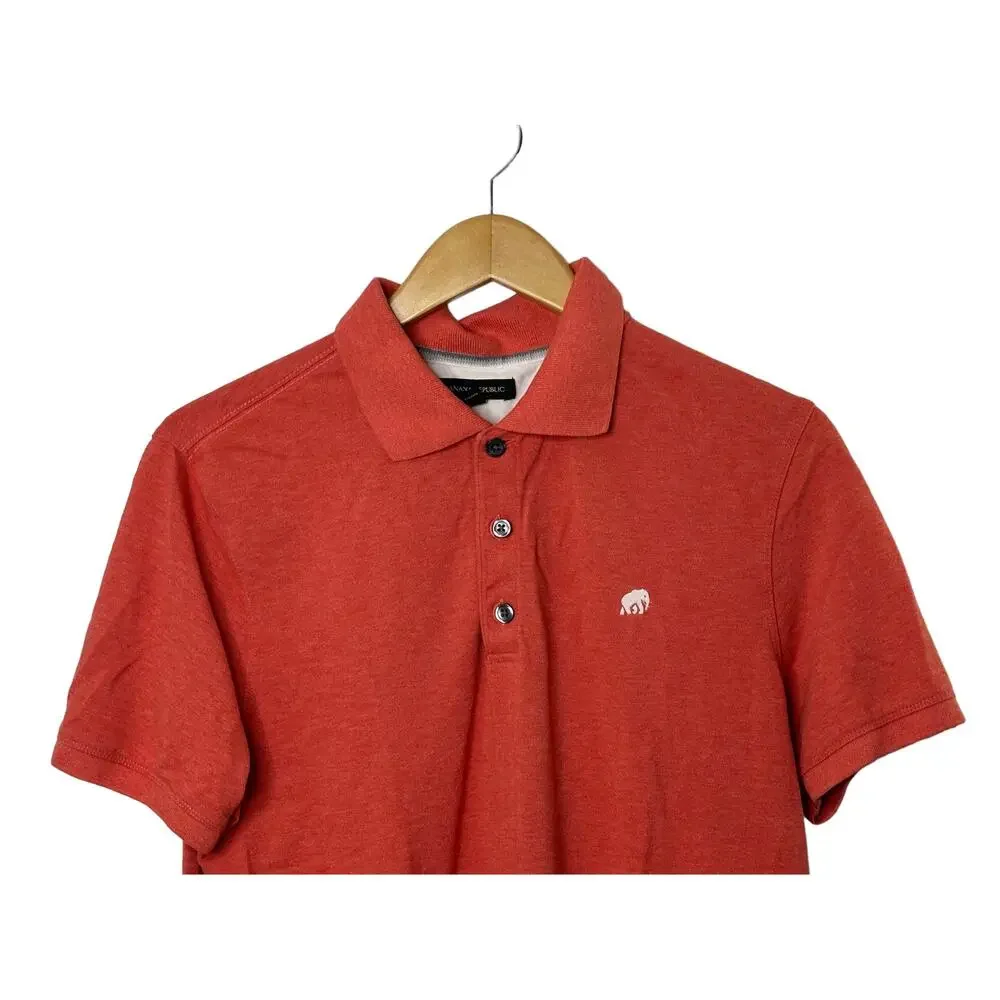 Banana Republic Coral Short Sleeve Polo Shirt Men's Large - Picture 4 of 6